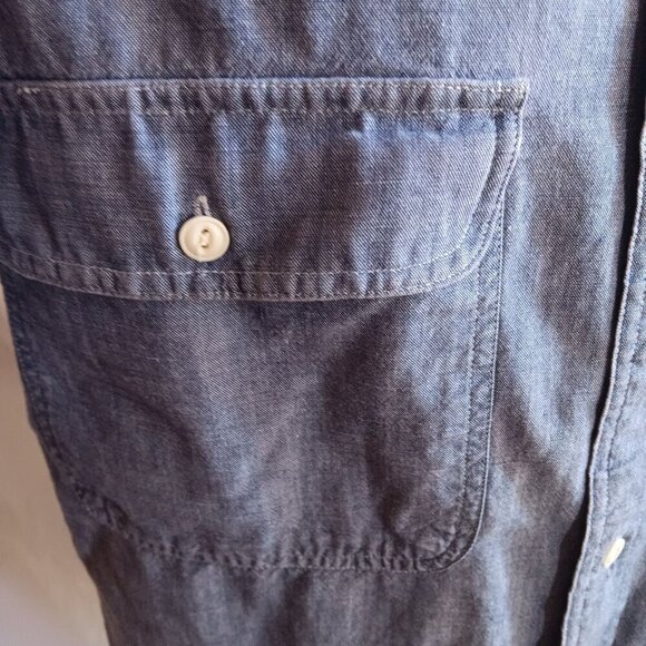 Vintage 1990's Chambray Denim Arrow Work Shirt Mens Medium - Picture 5 of 7